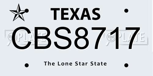 CBS8717 Texas License Plate