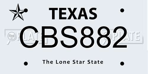CBS882 Texas License Plate