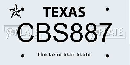 CBS887 Texas License Plate