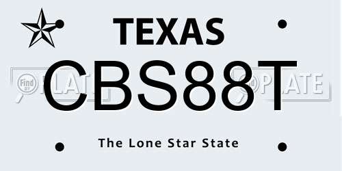 CBS88T Texas License Plate