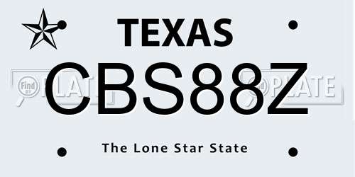 CBS88Z Texas License Plate