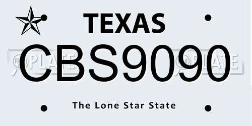 CBS9090 Texas License Plate