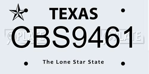 CBS9461 Texas License Plate
