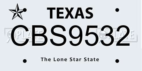 CBS9532 Texas License Plate