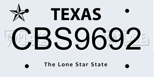 CBS9692 Texas License Plate