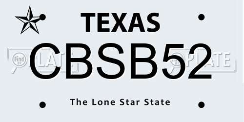 CBSB52 Texas License Plate