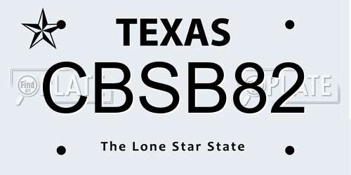 CBSB82 Texas License Plate