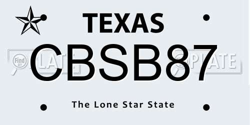 CBSB87 Texas License Plate