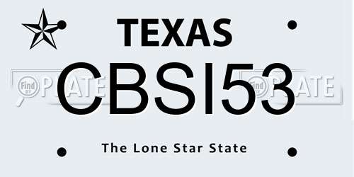 CBSI53 Texas License Plate