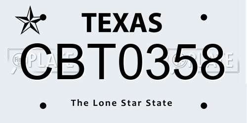 CBT0358 Texas License Plate