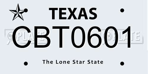 CBT0601 Texas License Plate