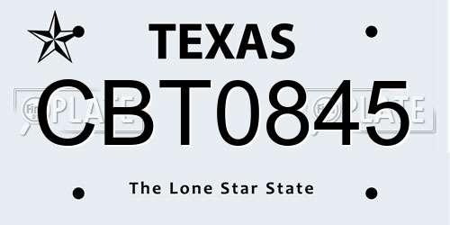 CBT0845 Texas License Plate