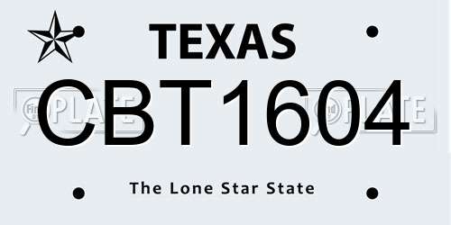CBT1604 Texas License Plate