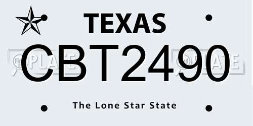CBT2490 Texas License Plate