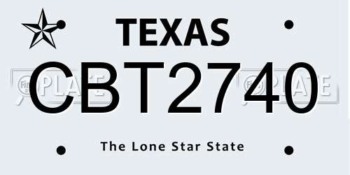 CBT2740 Texas License Plate