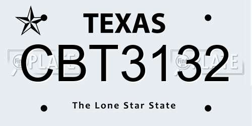CBT3132 Texas License Plate