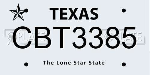 CBT3385 Texas License Plate