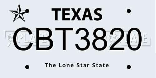 CBT3820 Texas License Plate
