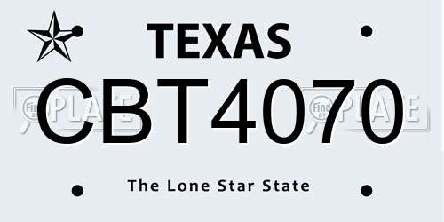 CBT4070 Texas License Plate