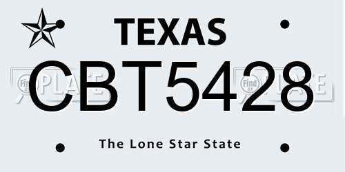 CBT5428 Texas License Plate