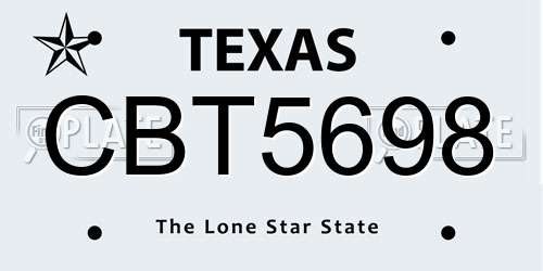 CBT5698 Texas License Plate