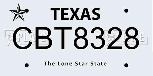 CBT8328 Texas License Plate