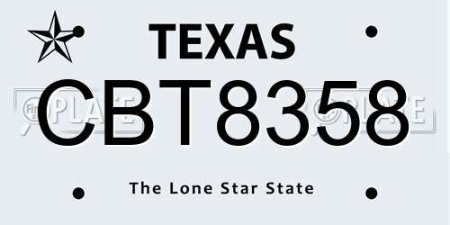 CBT8358 Texas License Plate