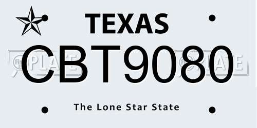 CBT9080 Texas License Plate