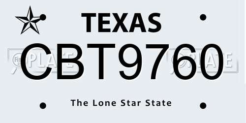 CBT9760 Texas License Plate