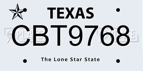 CBT9768 Texas License Plate