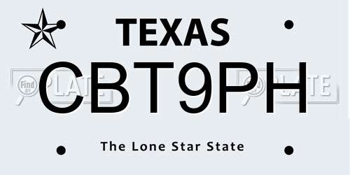 CBT9PH Texas License Plate