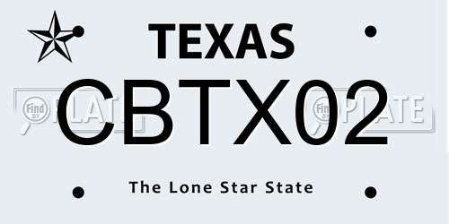 CBTX02 Texas License Plate