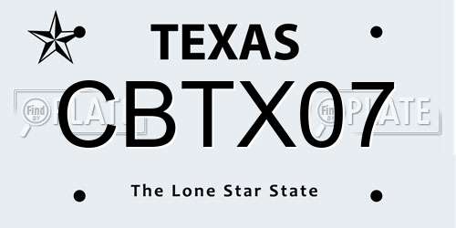 CBTX07 Texas License Plate
