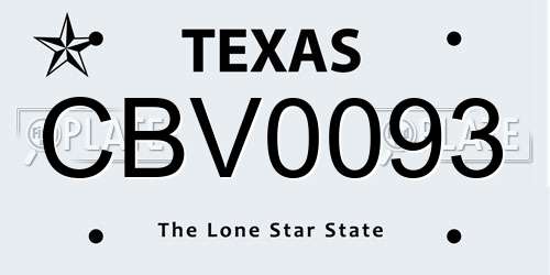 CBV0093 Texas License Plate
