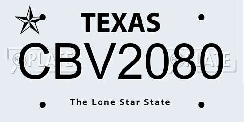 CBV2080 Texas License Plate