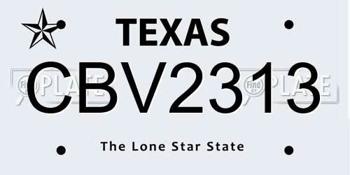 CBV2313 Texas License Plate