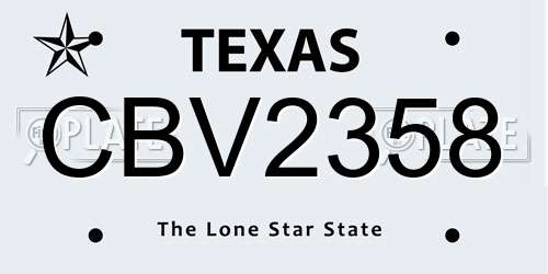 CBV2358 Texas License Plate