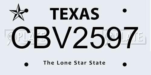 CBV2597 Texas License Plate