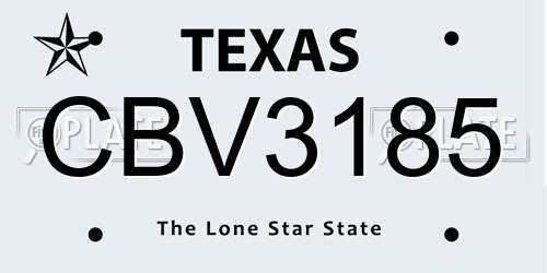 CBV3185 Texas License Plate