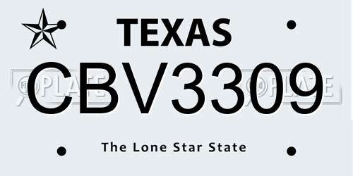 CBV3309 Texas License Plate