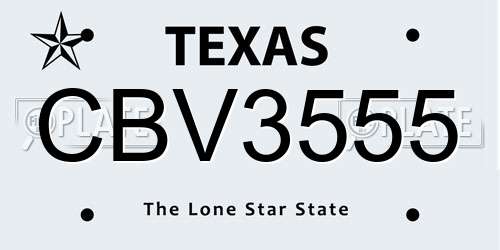 CBV3555 Texas License Plate