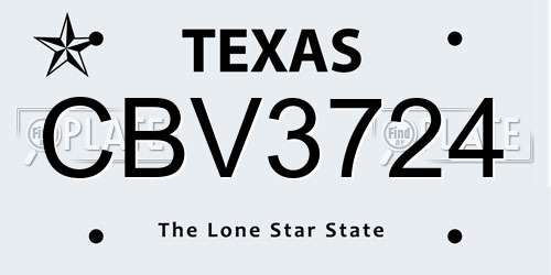 CBV3724 Texas License Plate