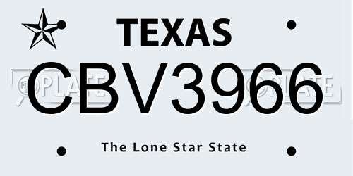 CBV3966 Texas License Plate