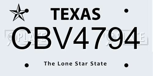 CBV4794 Texas License Plate