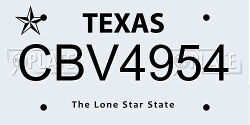 CBV4954 Texas License Plate