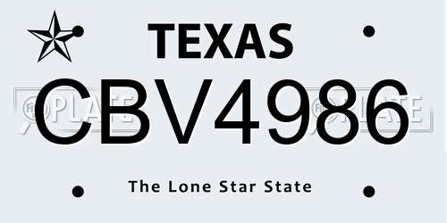 CBV4986 Texas License Plate