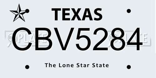CBV5284 Texas License Plate