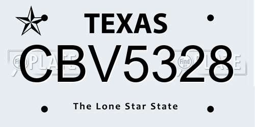 CBV5328 Texas License Plate