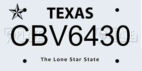 CBV6430 Texas License Plate
