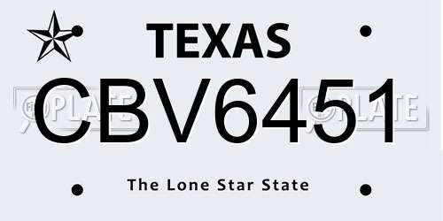 CBV6451 Texas License Plate
